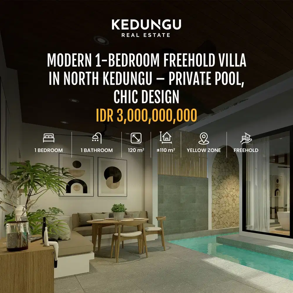Modern 1-Bedroom Villa for Sale – North Kedungu, Bali