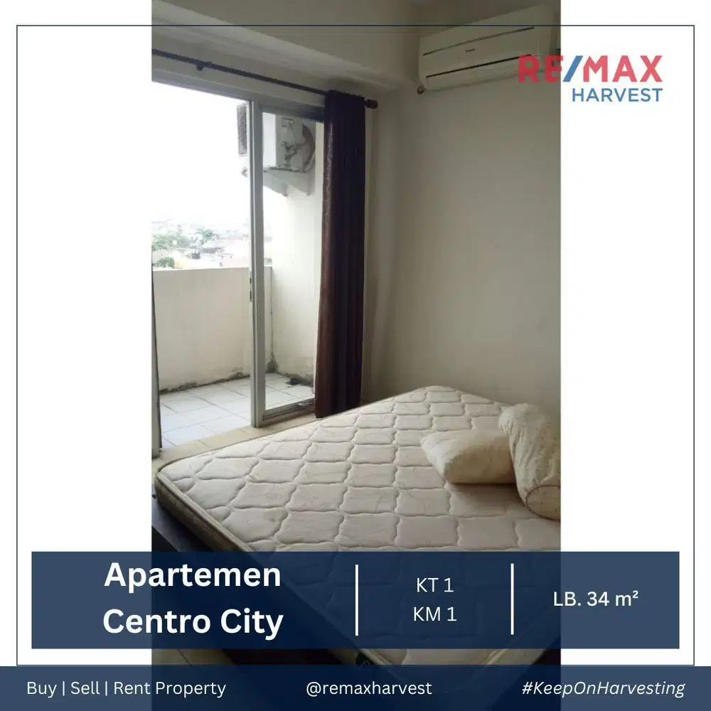 DIJUAL MURAH APARTEMEN CENTRO CITY TOWER A 1BR FULL FURNISHED