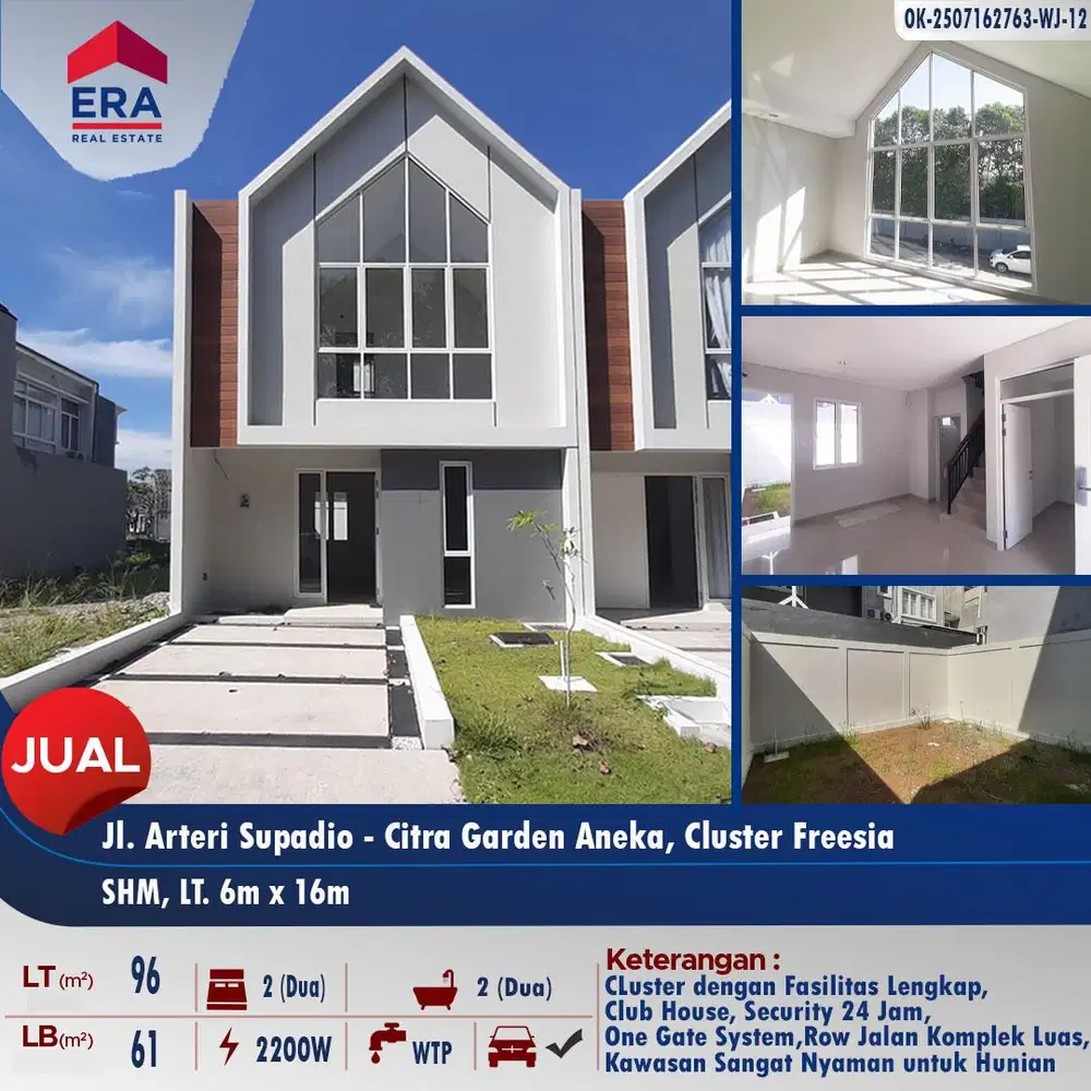 Dijual rumah 2lt di Perumahan Citra Garden Aneka, cluster Freesia