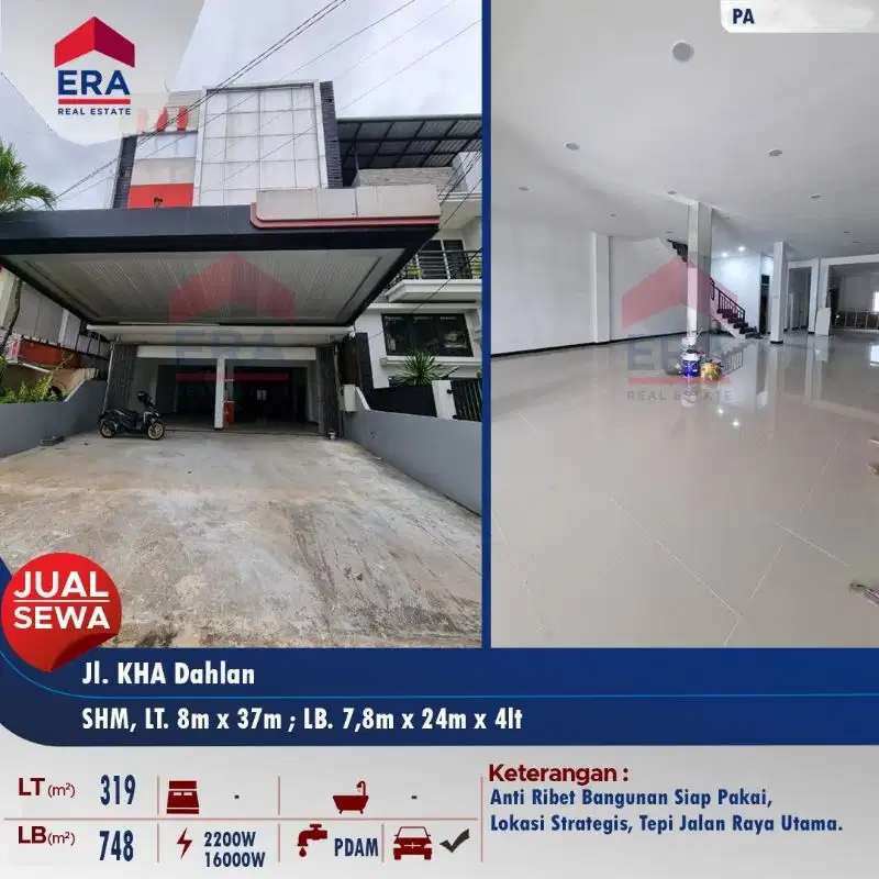 Dijual ruko siap pakai 4lt ditengah kota Pontianak