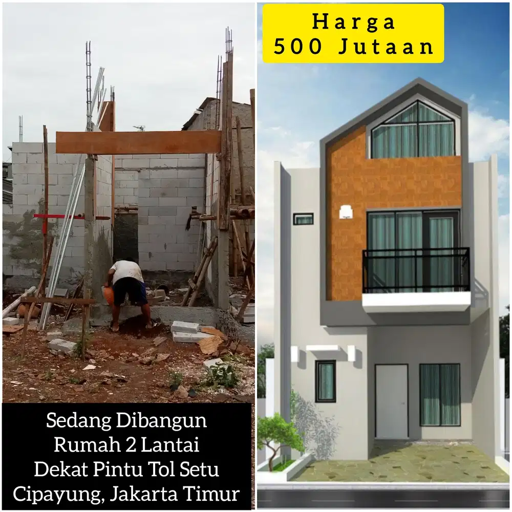 Rumah Baru 2 Lantai Dekat ke Pintu Tol Setu Cipayung Jakarta Timur