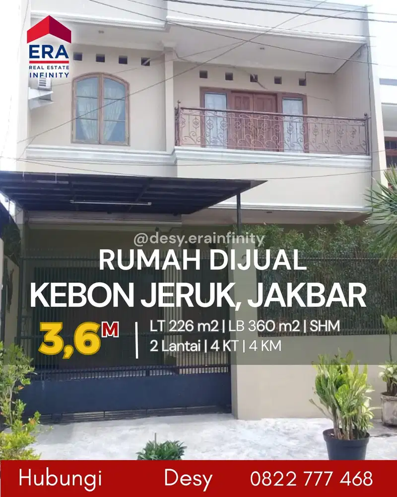 Dijual Rumah 2 Lantai – Kebon Jeruk, Jakarta Barat