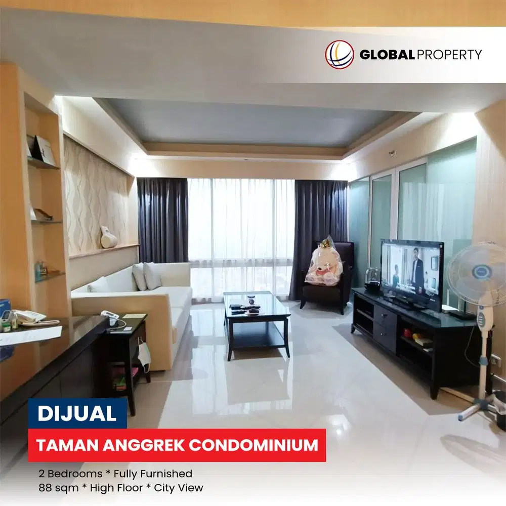 Full Furnish  High Floor Best View 2 Beds di Taman Anggrek Condominium