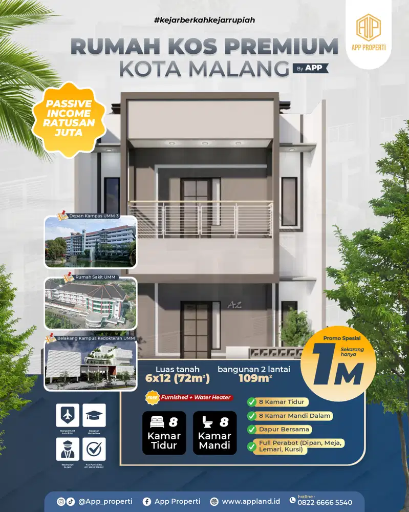 RUMAH KOS FULL FURNISH FREE MANAJEMEN KOS 2 TAHUN