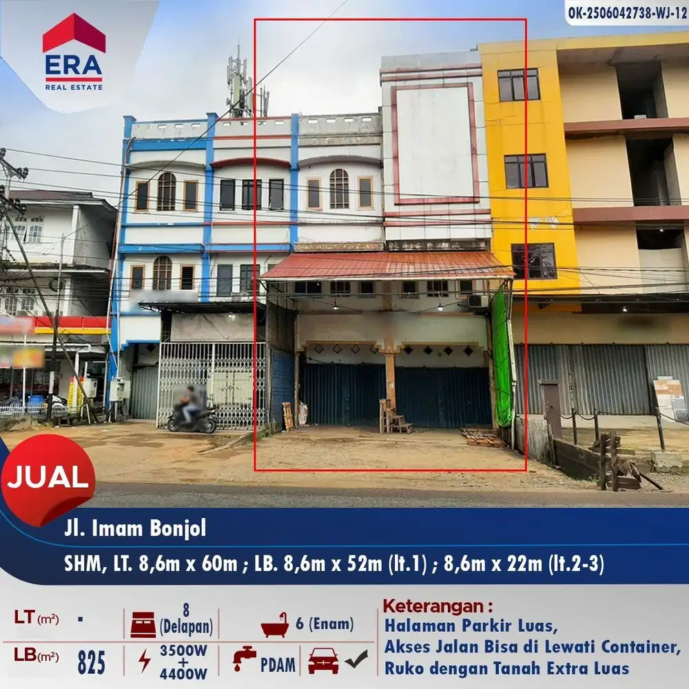 Dijual cepat ruko 2pintu luas di pinggir jalan Imam Bonjol