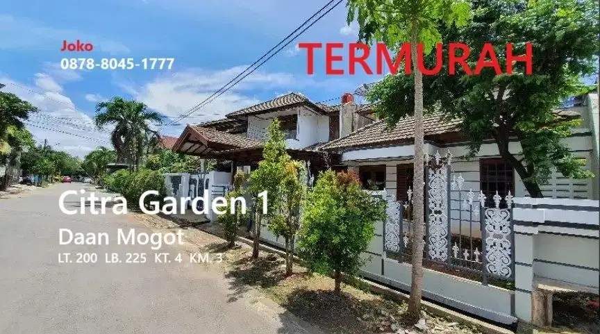 Rumah Asri Citra 1 TERMURAH Mepet NJOP, Daan Mogot, Jakarta Barat