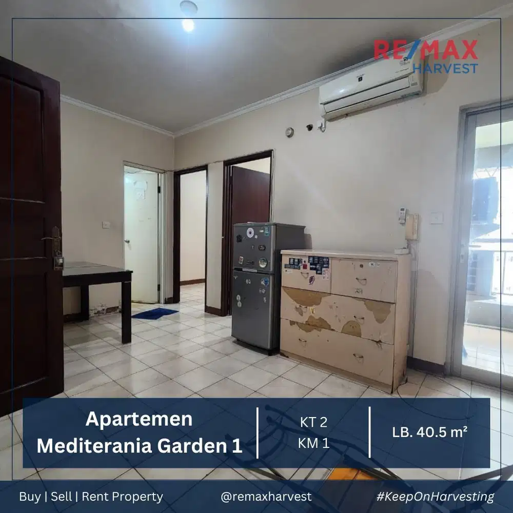 DIJUAL MURAH APARTEMEN MEDITERANIA GARDEN 1 2BR HADAP SELATAN JAKBAR