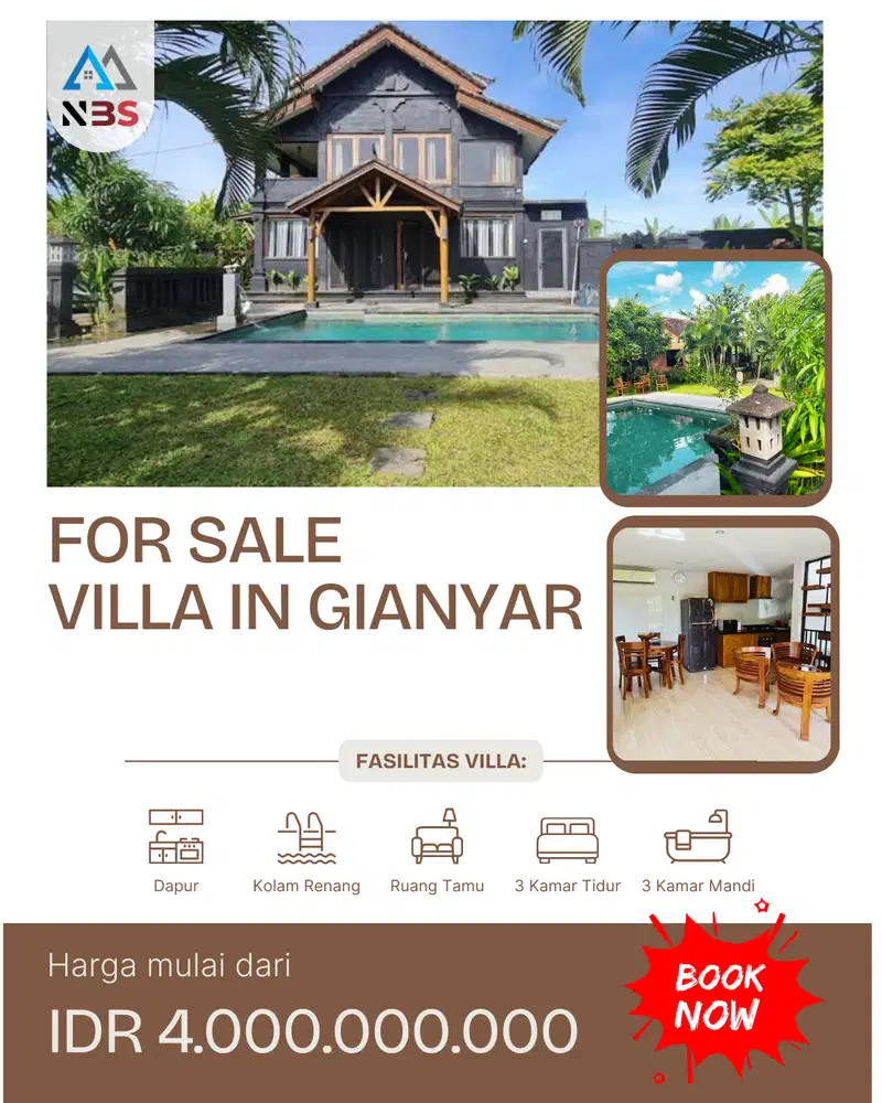 Dijual  Villa Siap Huni dengan view laut lokasi Gianyar Bali