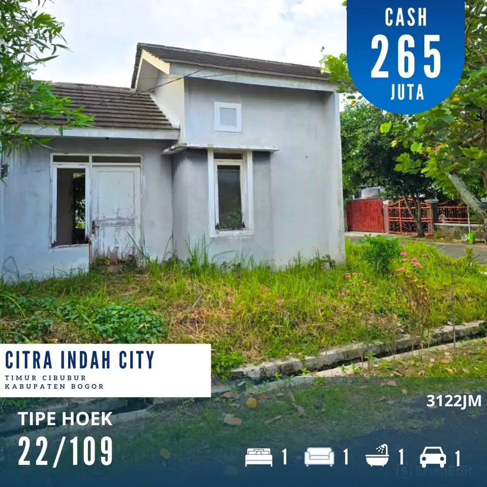 Dijual rumah hoek dicitra indah city rumah tinggal poles siap huni