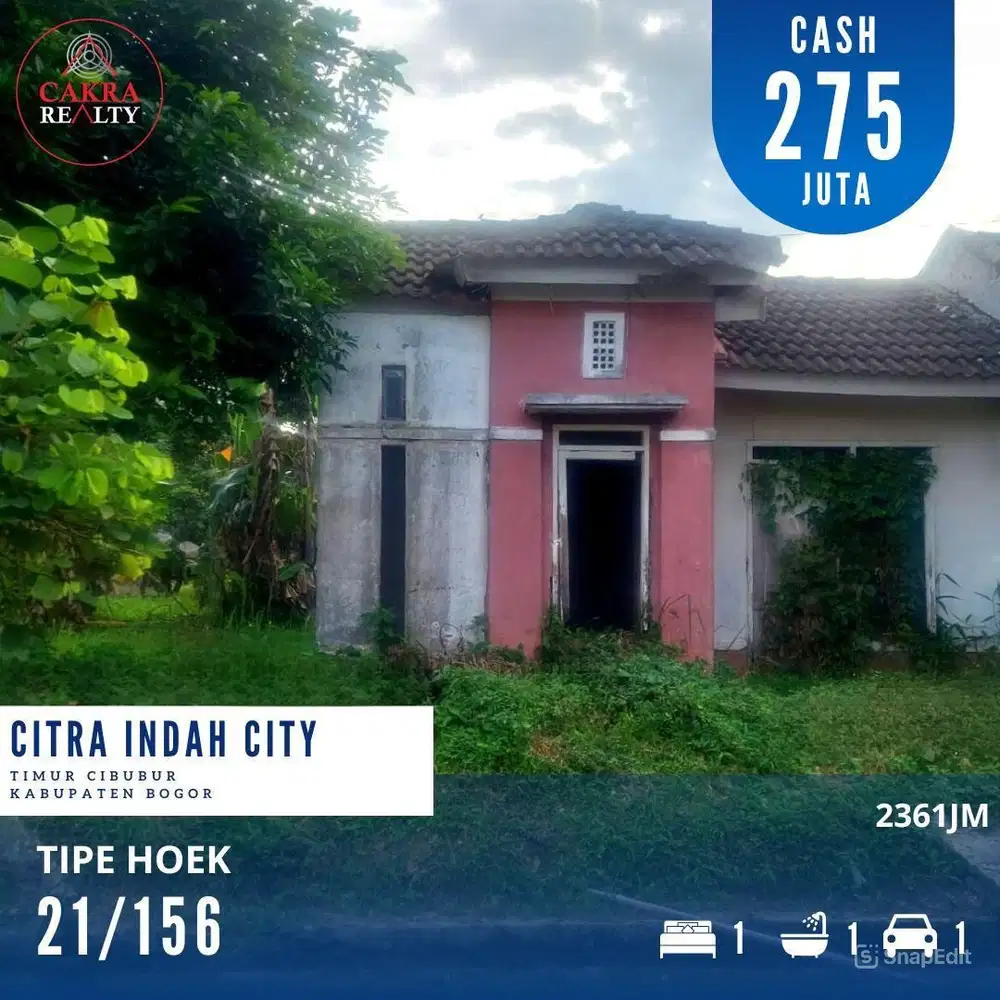 Dijual rumah hook dicitra indah city bogor rumah tinggal poles