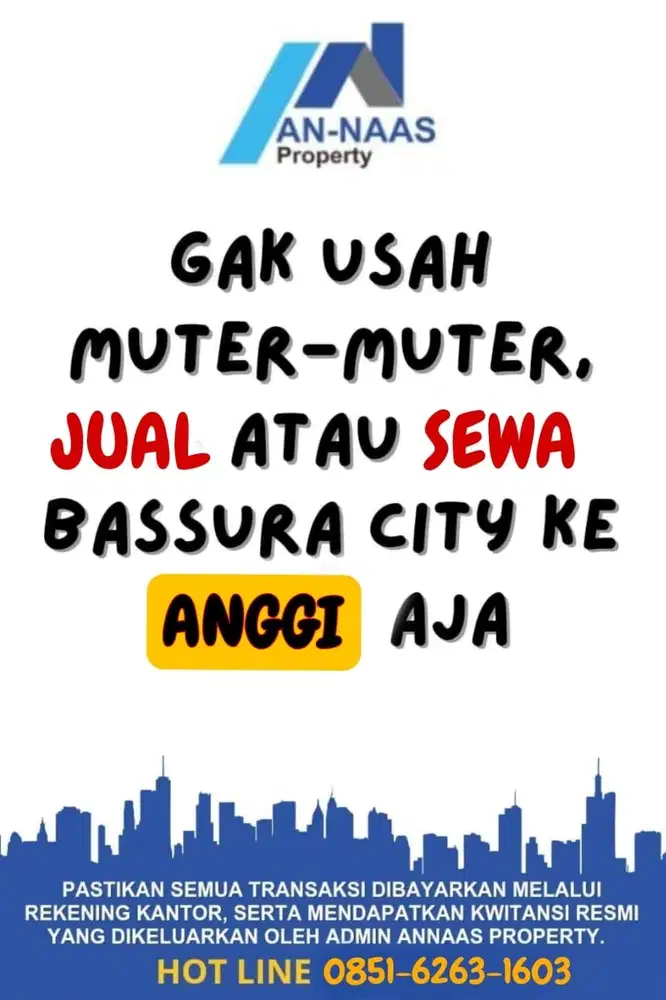 STUDIO SEWA DAHLIA FURNISH MURAH 3jutaan, BASSURA CITY APARTEMEN