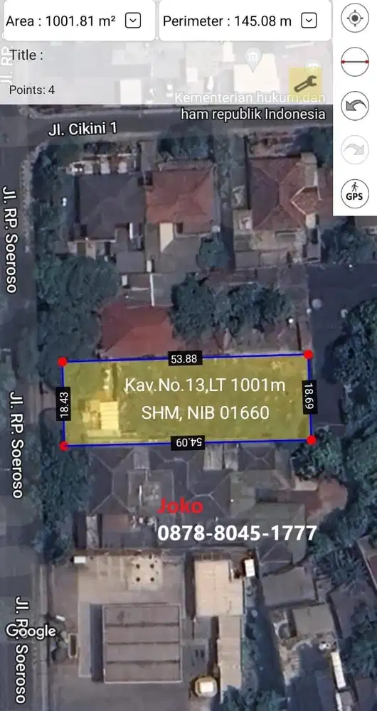 Tanah Komersial bisa 8 Lantai Jl. RP Soeroso, Cikini, Menteng