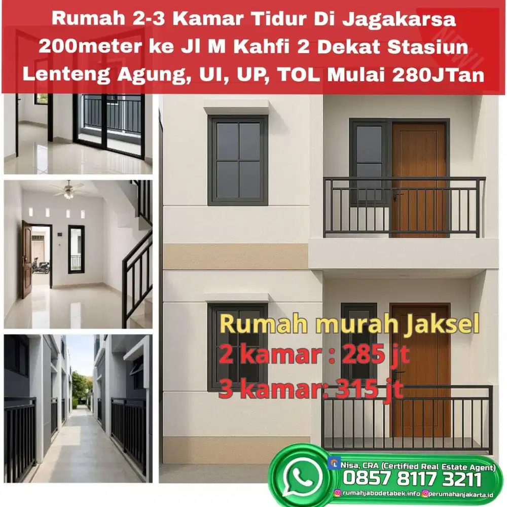 Rumah Siap Huni Cepat Nempel ke Jl M Kahfi 2 Dekat Stasiun Lenteng Agg