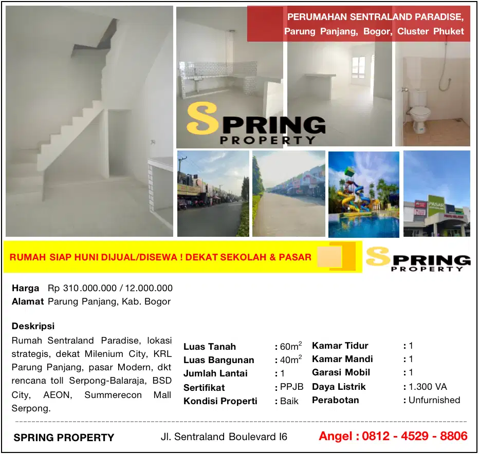 Rumah Murah Sentraland Paradise Siap Huni Dekat Stasiun Parung Panjang