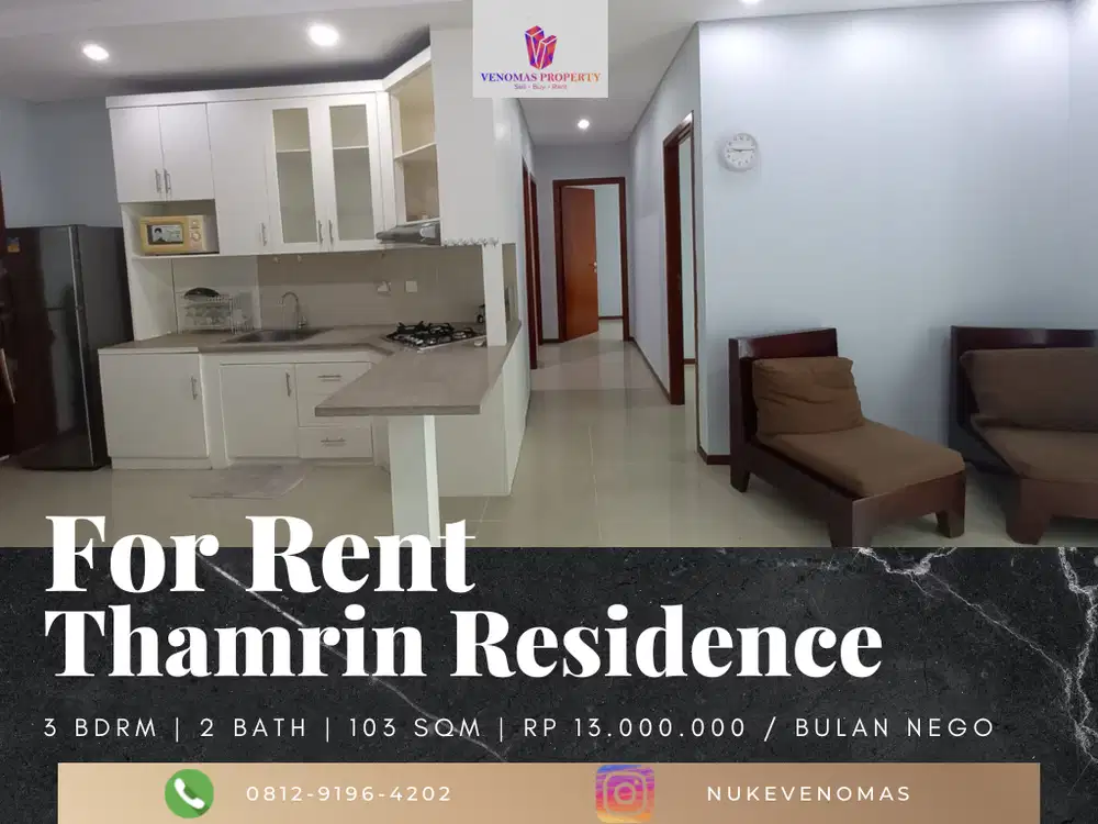 Disewakan Apartement Thamrin Residence 3BR Furnished Tower D View Poo