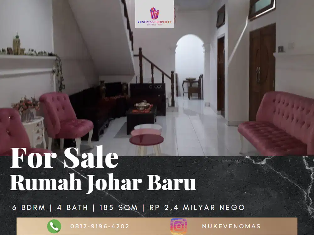 Dijual Rumah di Johar Baru Jakarta Pusat SHM 5+1 Kamar Tidur
