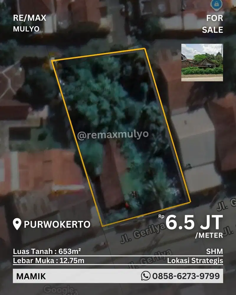 Tanah Dijual Strategis Cocok Untuk Usaha Area Purwokerto