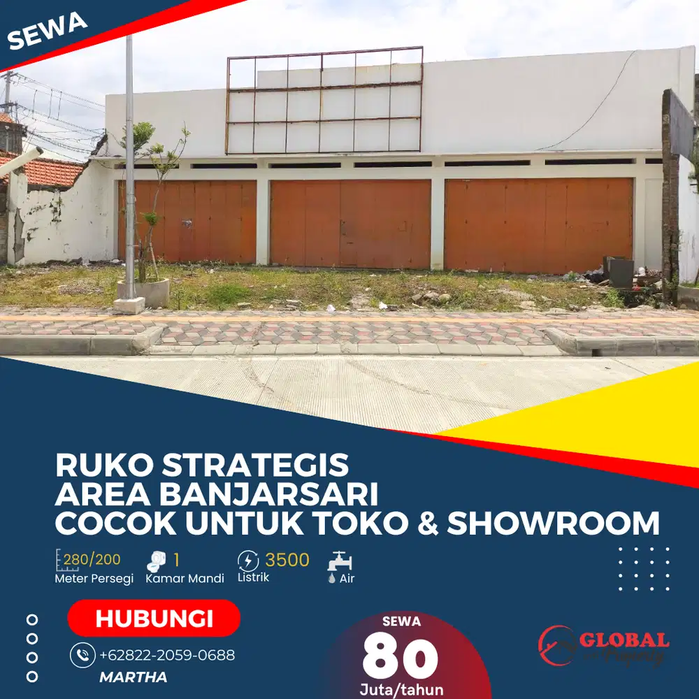 Ruko Strategis Cocok untuk Toko & Showroom