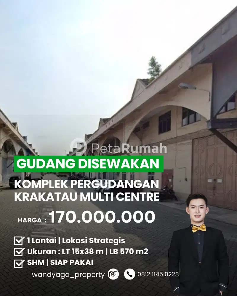 DISEWAKAN GUDANG DI KOMP PERGUDANGAN KRAKATAU MULTI CENTRE