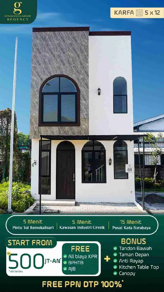 Rumah Baru Gresik Gunawangsa Regency dekat Pusat Kota