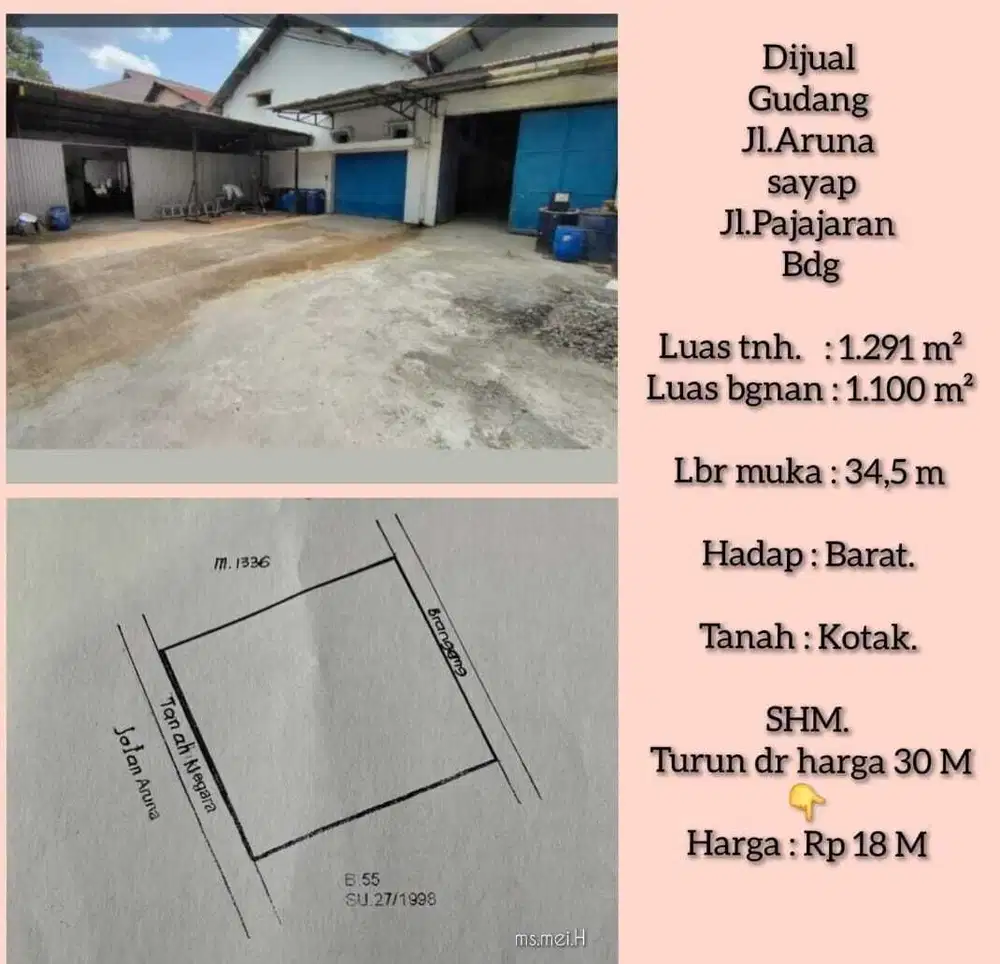 Termurah! Gudang di Sayap Pajajaran Bandung