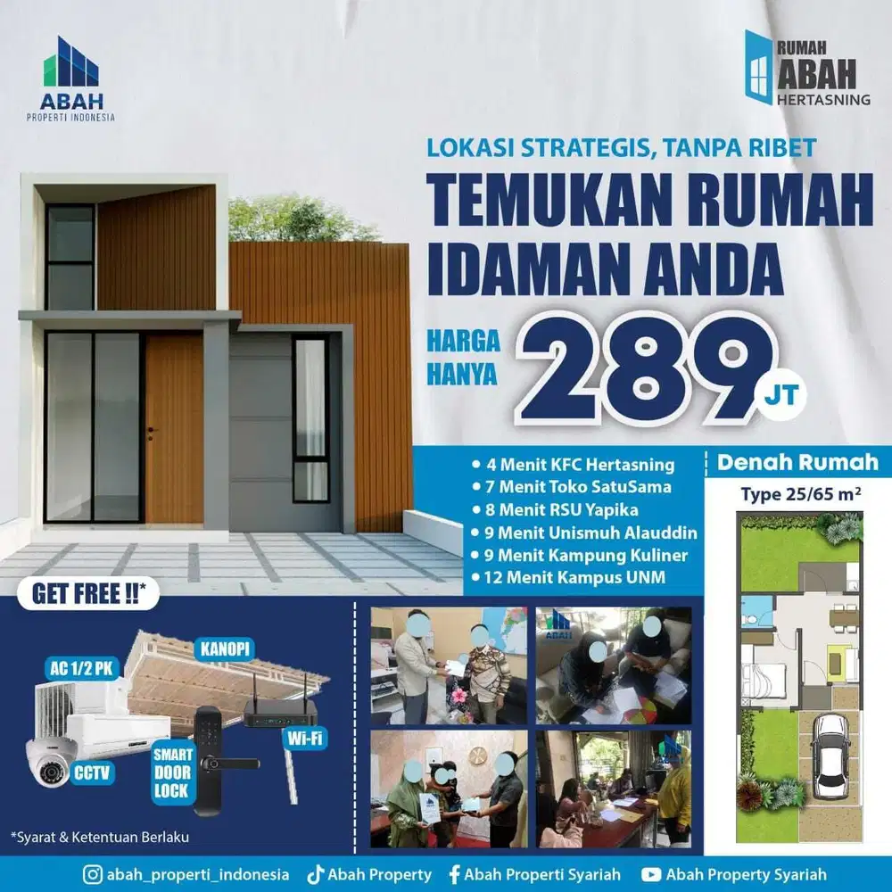 Rumah Syariah Hertasning Cicil Lansung  2 jutaan/bln selama 10 tahun