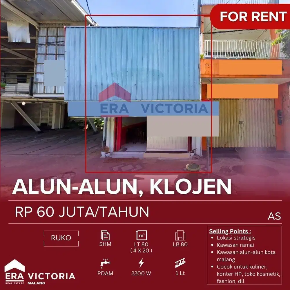 Sewa ruko strategis alun2 malang siap huni