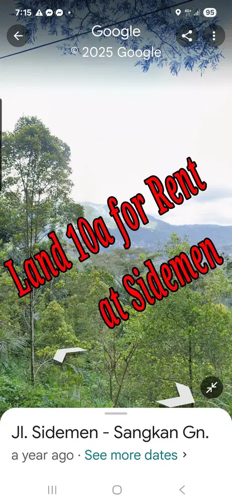 Land 10a for Rent at Sidemen Traditional Village Bali