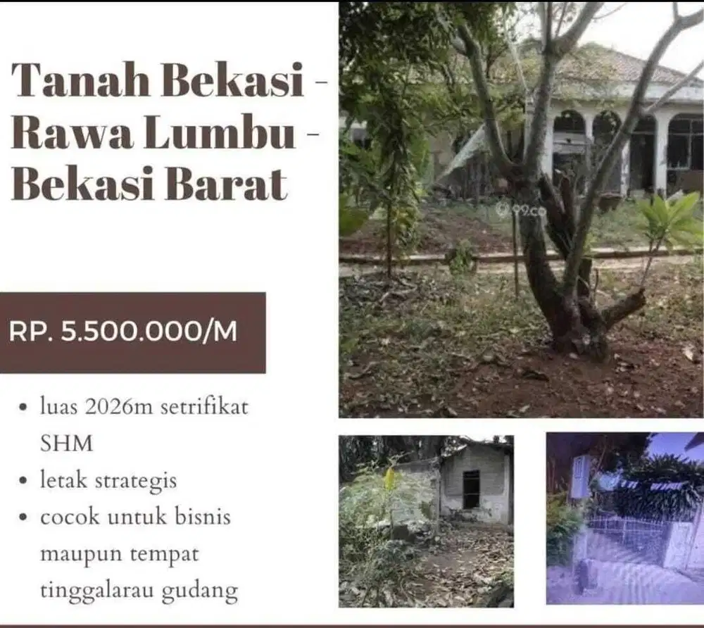 TANAH KOMERSIL SETRATEGIS 2026m² deket jl teuku umar, kartini bekasi k