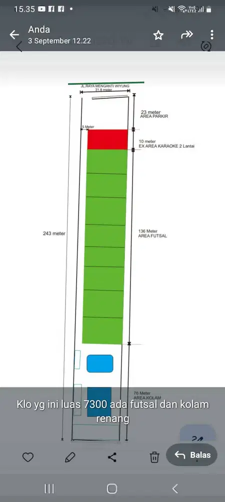 DIJUAL BANGUNAN SPORT CENTRE  DI NOL JALAN RAYA WIYUNG SURABAYA BARAT