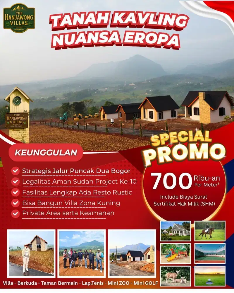 SPECIAL PROMO 700 Ribu-an Tanah Kavling Nuansa Eropa Zona Kuning SHM Dekat Jakarta 90 Menit dari Exit Tol Nagrak Cibubur