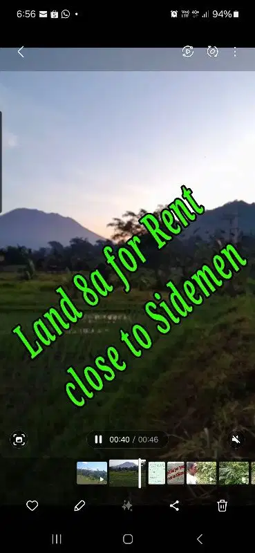 Land 8a for Lease Location close to Sidemen Traditional Village Bali