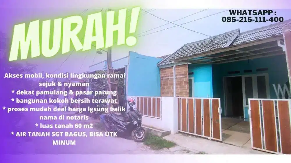 Dijual rumah murah minimalis siap huni dekat pasar parung & pamulang