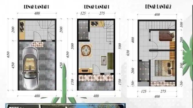 Rumah 2 lantai Cinere type 45/65 murah 575jt