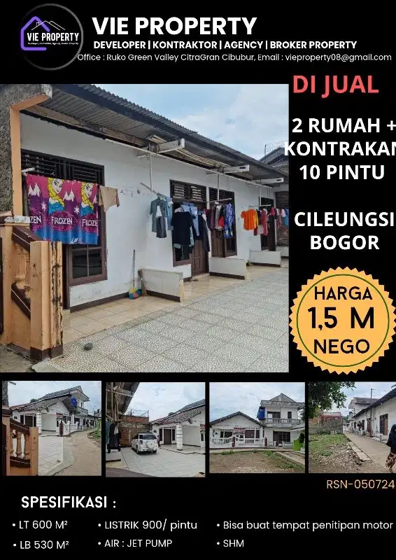 TURUN HARGA DIJUAL MURAH BANGET, RUMAH + 10 PINTU KONTRAKAN