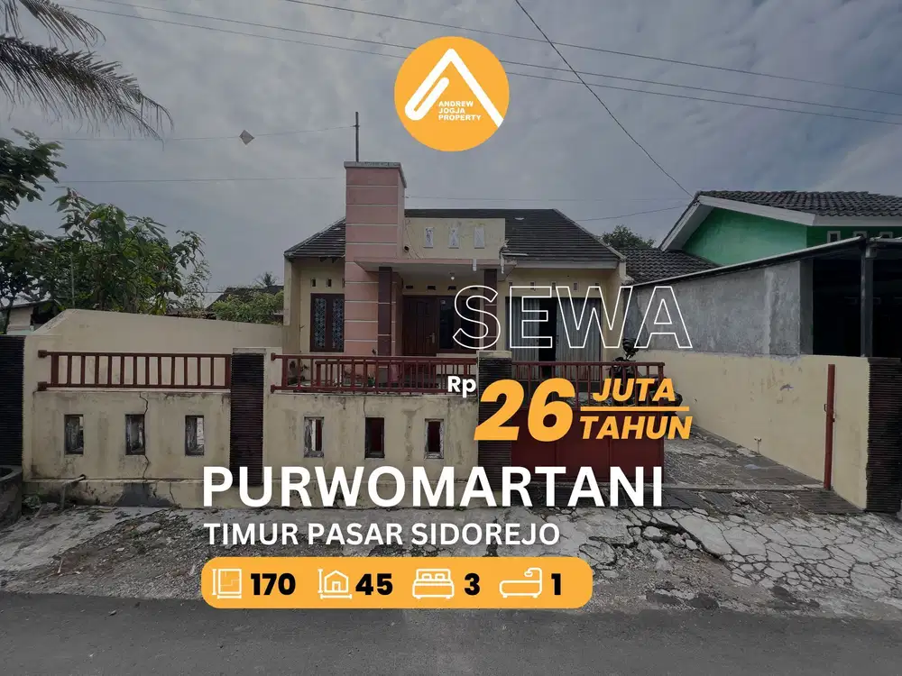 Sewa Rumah Purwomartani Utara Pasar Sidorejo 3 Kamar Tidur