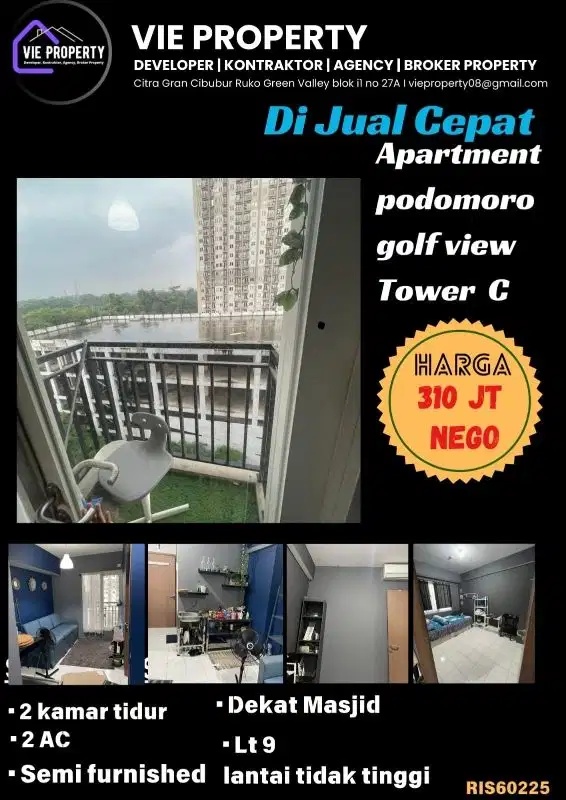 APART PGV FULLY FURNISHED RAPI SIAP HUNI DI PODOMORO CIMANGGIS
