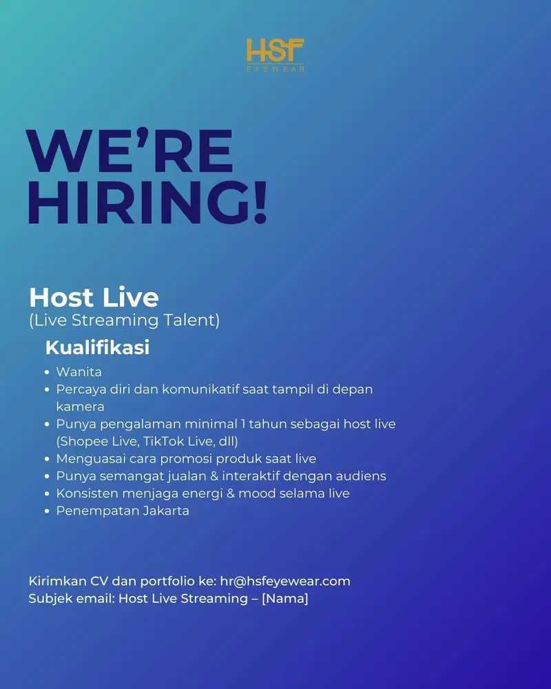 Lowongan Host Live Streaming