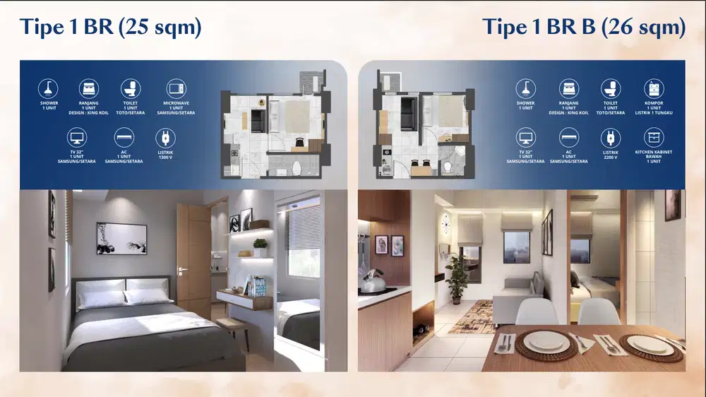 Apartemen Osaka 1 BR Full Furnished di PIK 2