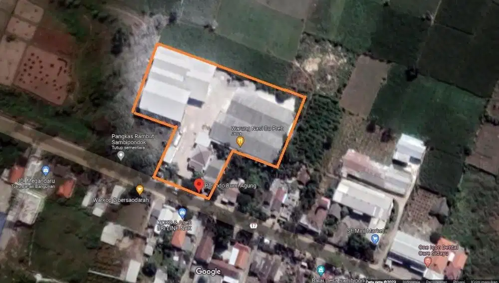 Pabrik jalan Dandeles Sambi Pondok Bolo Gresik Jawa Timur luas 1ha