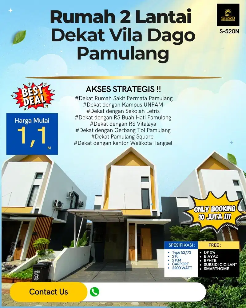 Rumah 2 lantai model Skandinavian dekat vila dago Pamulang