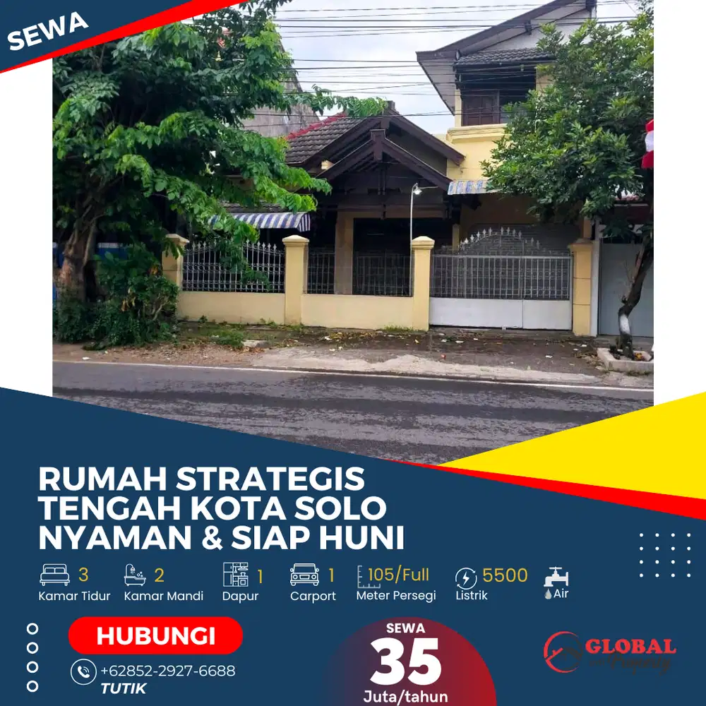 Rumah Strategis di Tengah Kota Solo Nyaman dan Siap Huni