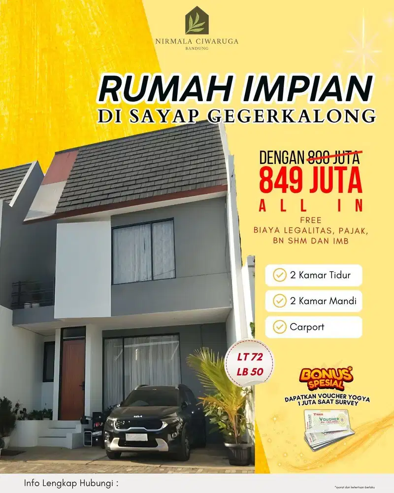 Rumah 800 jutaan 2 lantai di ciwaruga atas dkt lembang dan gegerkalong