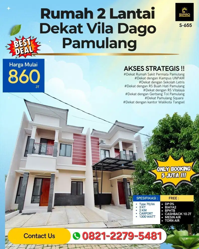 Rumah 2 Lantai Pamulang dekat ciputat, lebak bulus