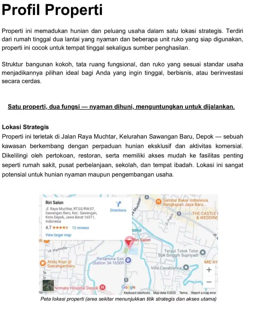 Kavling dan Bangunan Lokasi Strategis di Depok