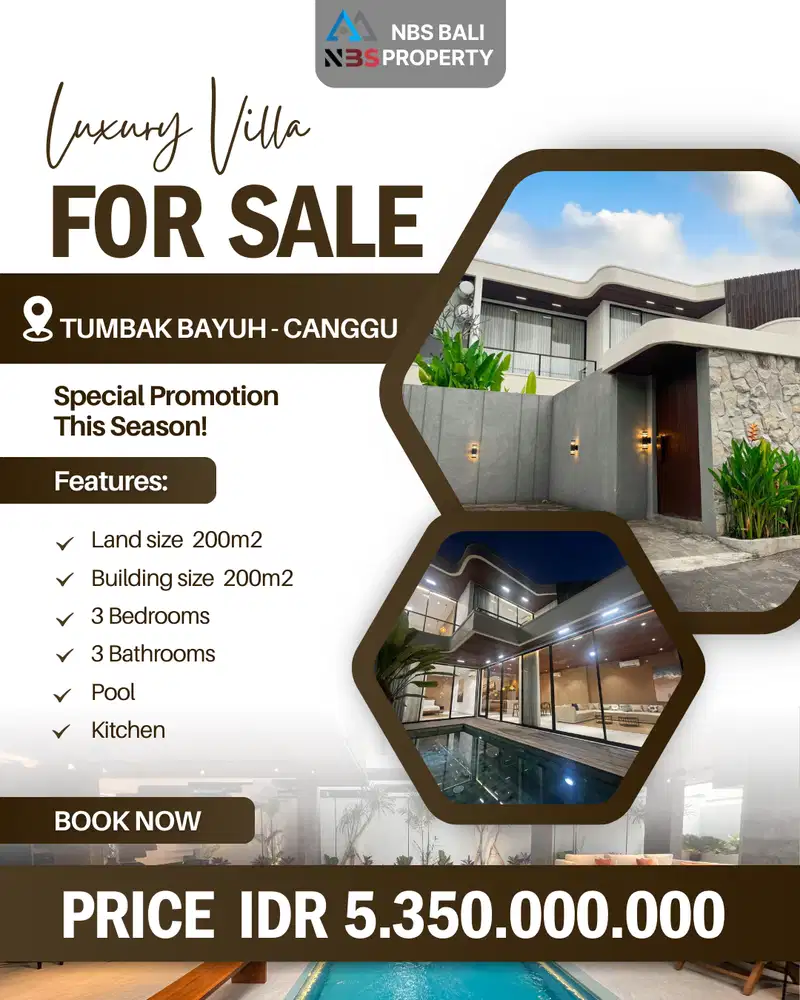 Dijual Vila Lokasi Di Tumbak Bayuh Pererenan dengan private pool