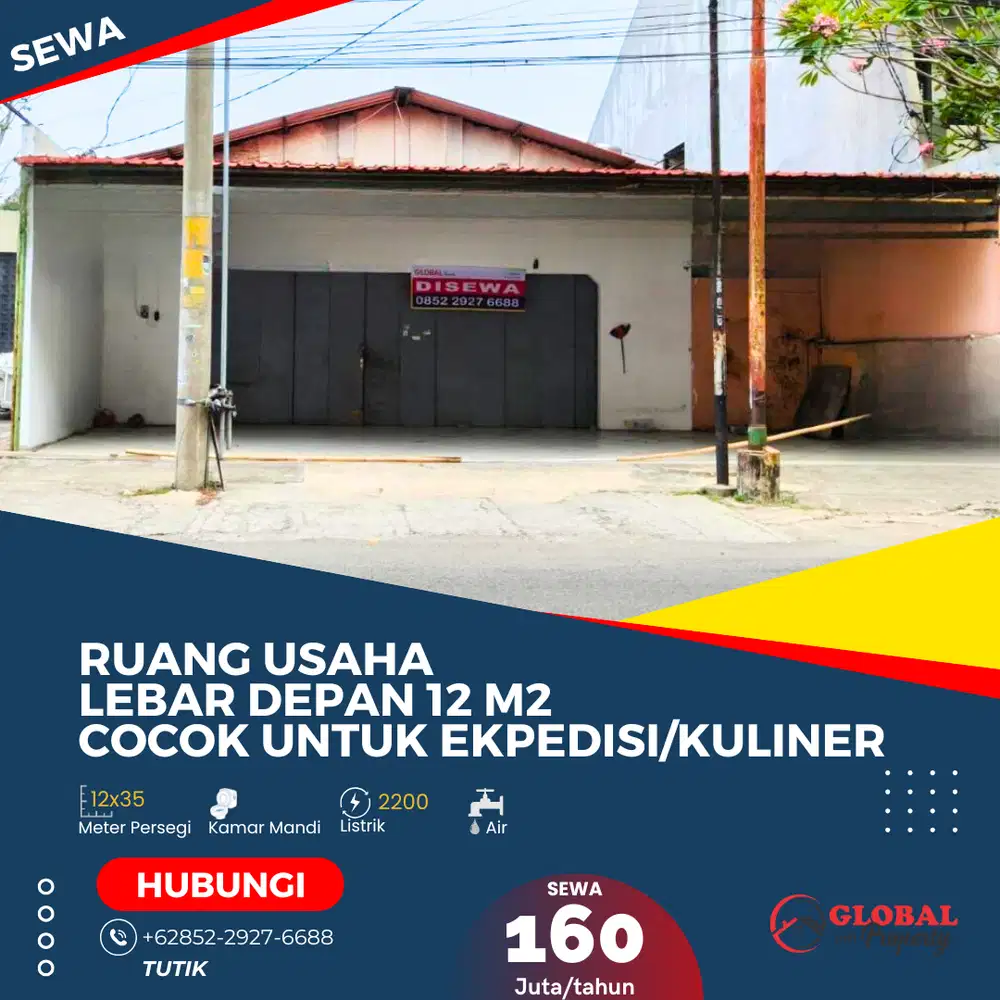 Ruang Usaha Lebar Depan 12 Meter Persegi Cocok Untuk Ekspedisi/Kuliner