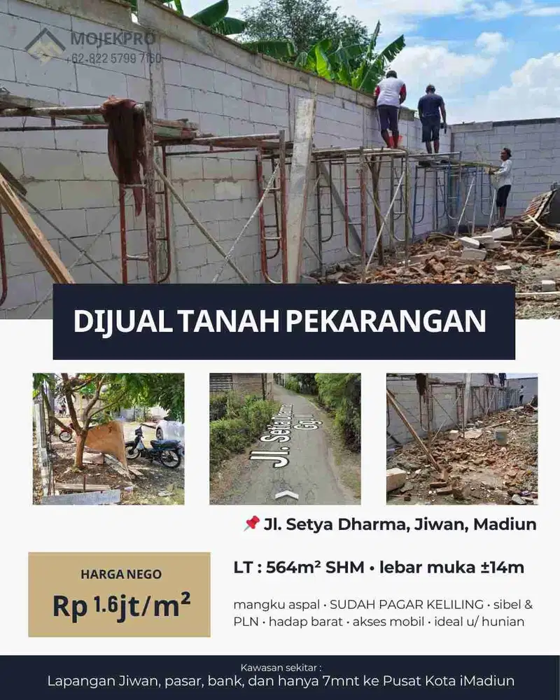Dijual Tanah Pekarangan Siap Untuk Hunian Dekat Lapangan Jiwan