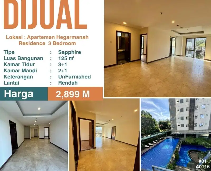 termurah  apartemen hegarmanah residence 3 br bandung utara