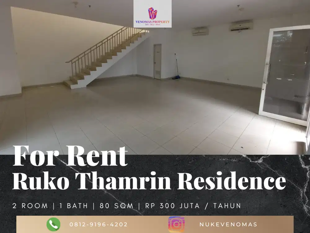 Disewakan Ruko di Apartemen Thamrin Residence 2 Lantai View Barat